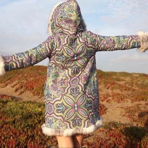 Reversible fur afghan festival coat